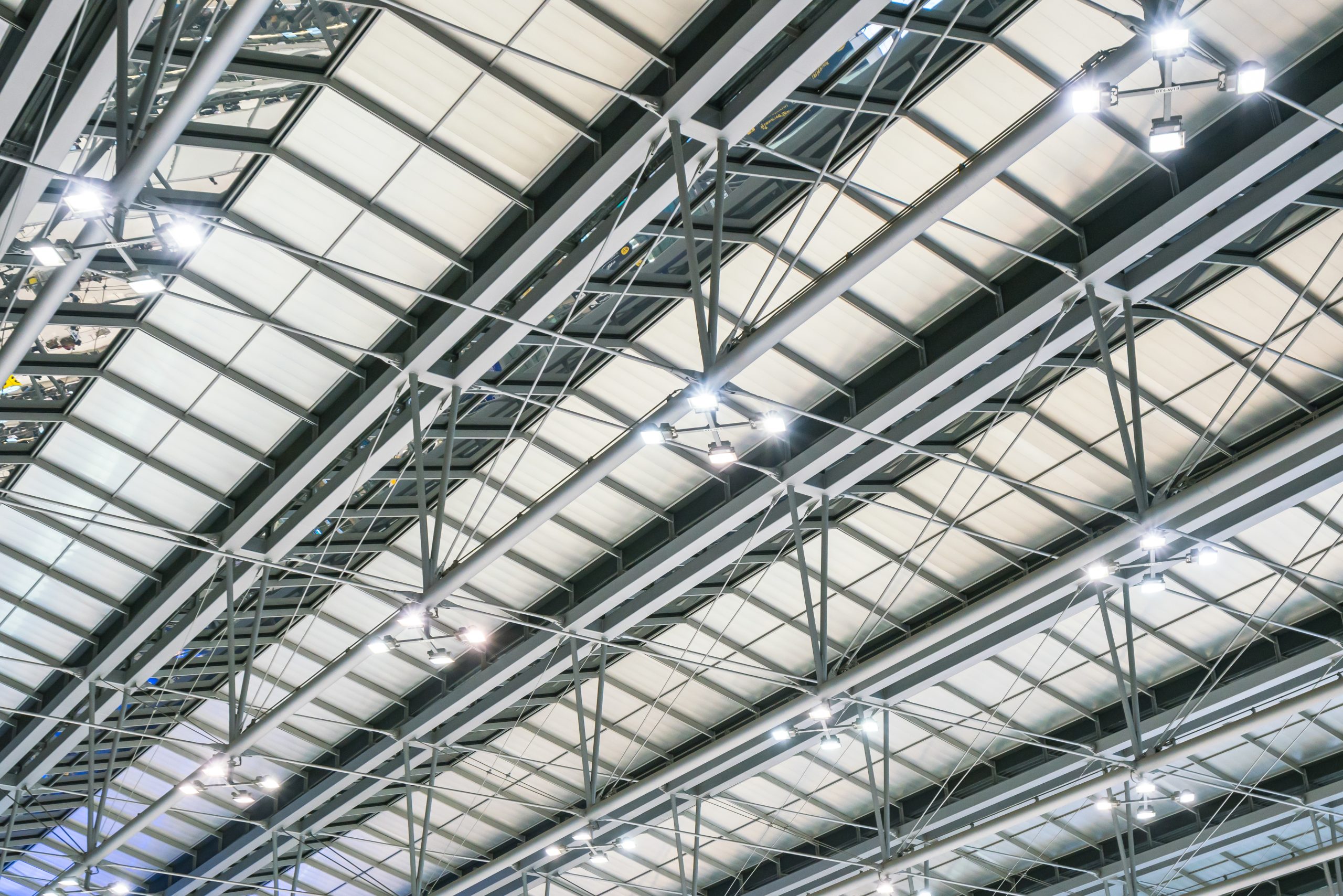 Modern metal roof structure of airport architecture
